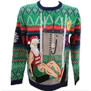 Blizzard Bay Mens Ugly Christmas Sweater North Swole Bodybuilder Drink Pocket M